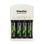 Carregador de pilhas Maxday MD801B com suporte para baterias 9V e 4 pilhas AA.